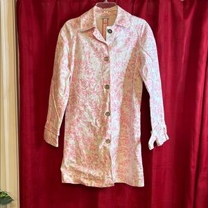 Isaac Mizrahi Pink Floral Pea Coat
